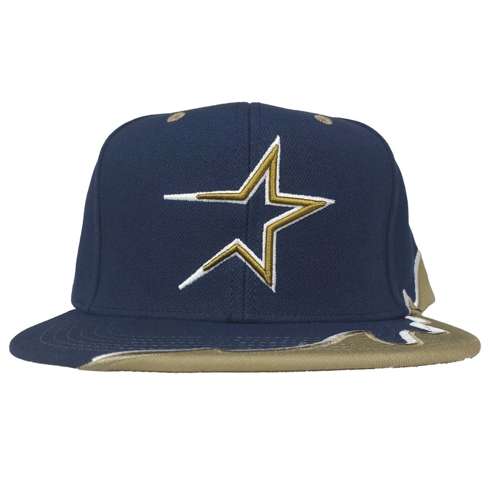 Houston Astros Mitchell & Ness MLB Snapback Hat‎ Cap 3D Logo Navy Gold NWT